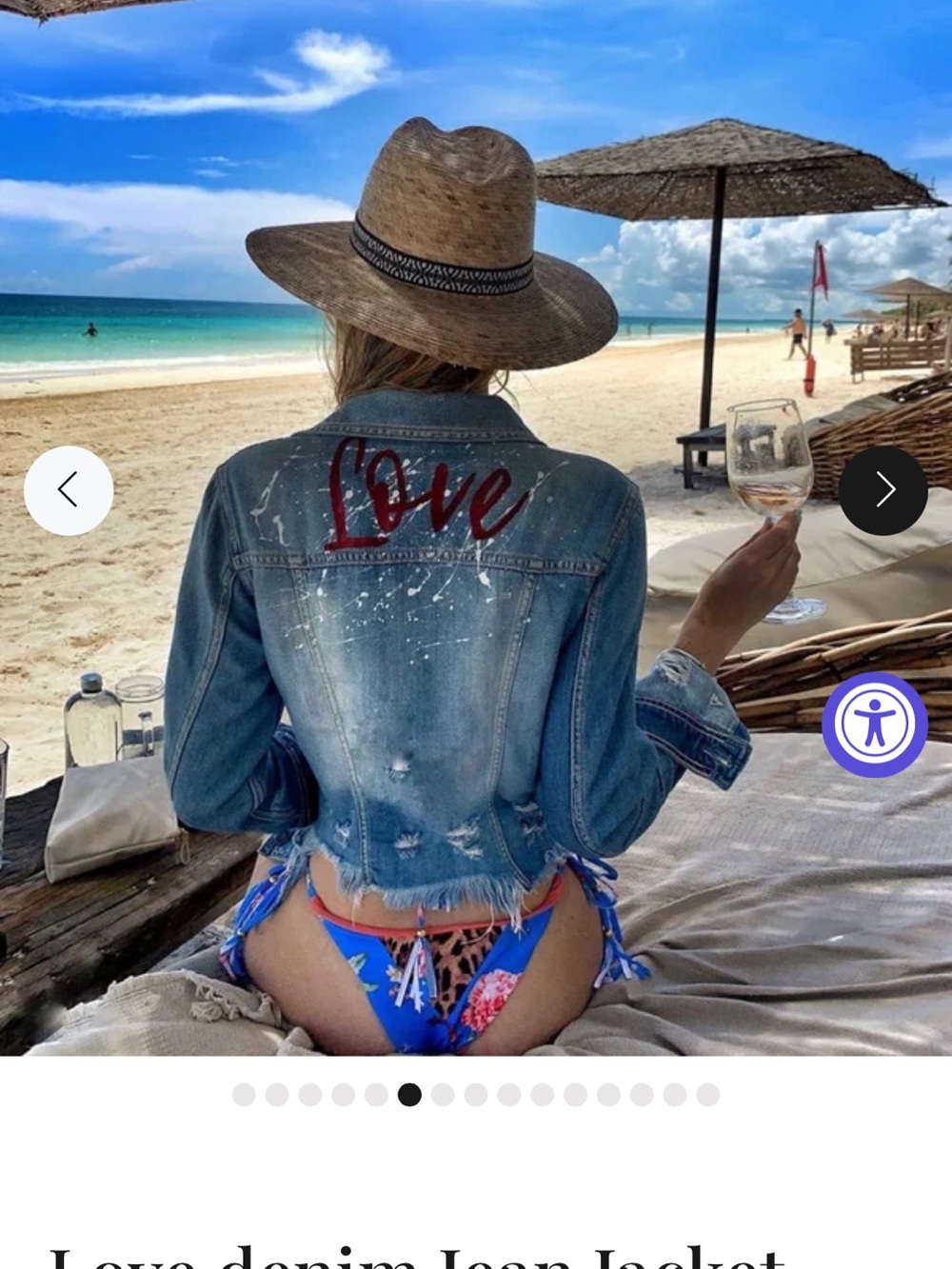 Denim Jean Jacket - Light Blue with "Love" Hand painted Back